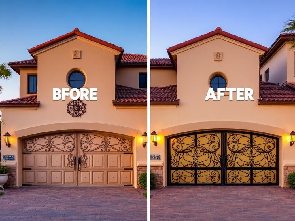 Beautiful Spanish colonial style garage door installation